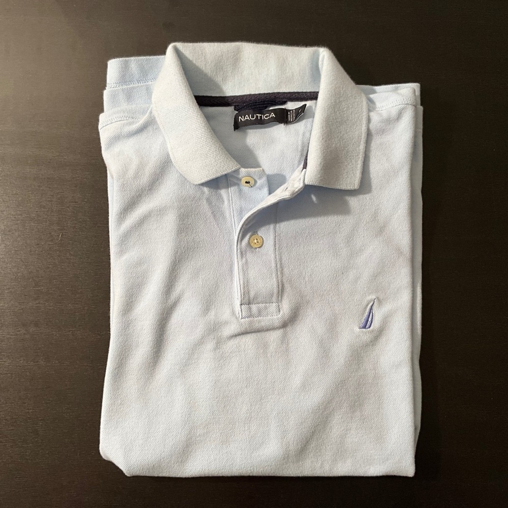Nautica Men's Polo Shirt Medium Blue‎ Short Sleeve Casual Classic Fit
